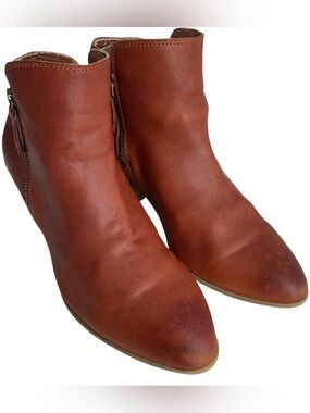 Frye Judith Cognac Leather Double Zip Ankle Boots Women’s Size 8.5 M
